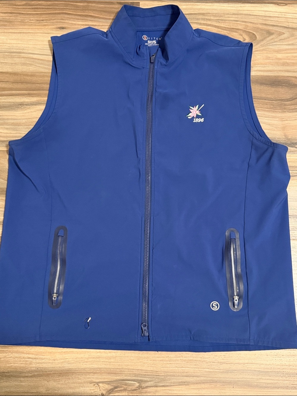 Stitch SWS Weather System Full Zip Golf Vest Blue Men's XL Logo (Defects)